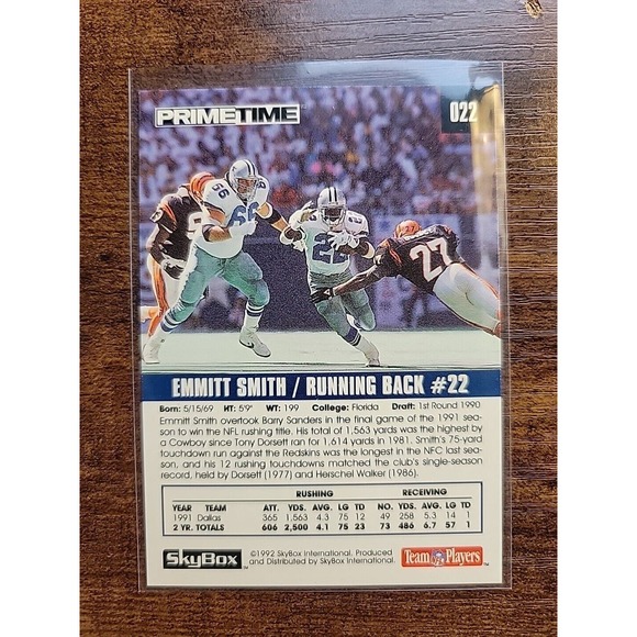 Emmitt Smith 1992 Skybox Primetime #22 - Dallas Cowboys - NFL - Freshly Opened - Picture 2 of 4